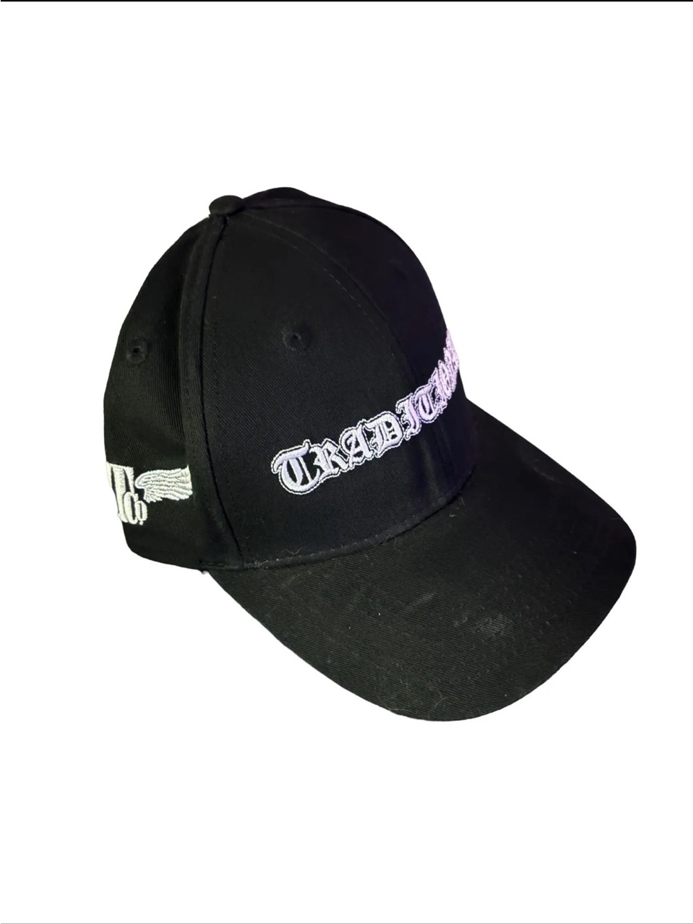 Black "Traditional" Old English Gothic Embroidered Strapback Hat